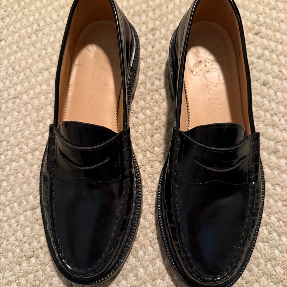 J. Crew Black Leather Penny Loafers size 8